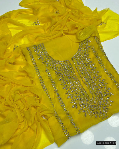 2 PC Unstitched Hand Embroidered Chiffon Collection