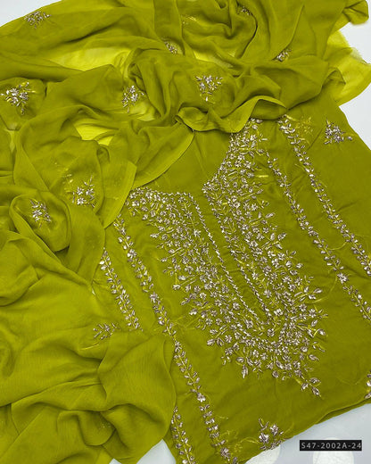 2 PC Unstitched Hand Embroidered Chiffon Collection