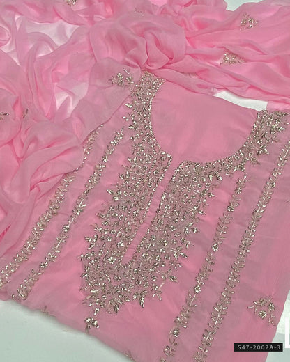 2 PC Unstitched Hand Embroidered Chiffon Collection