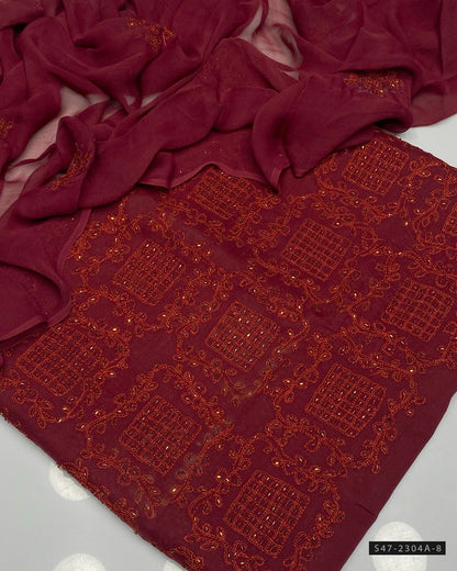 3 PC Unstitched Hand Embroidered Lawn Collection