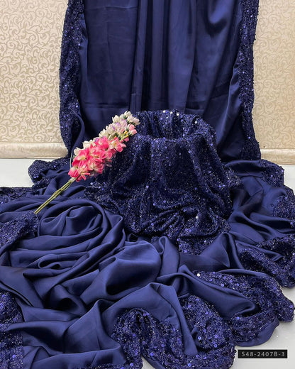 Unstitched Shamoze Silk Sequin Saree