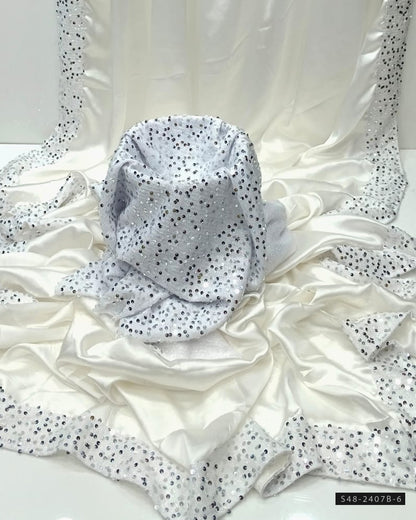 Unstitched Shamoze Silk Sequin Saree