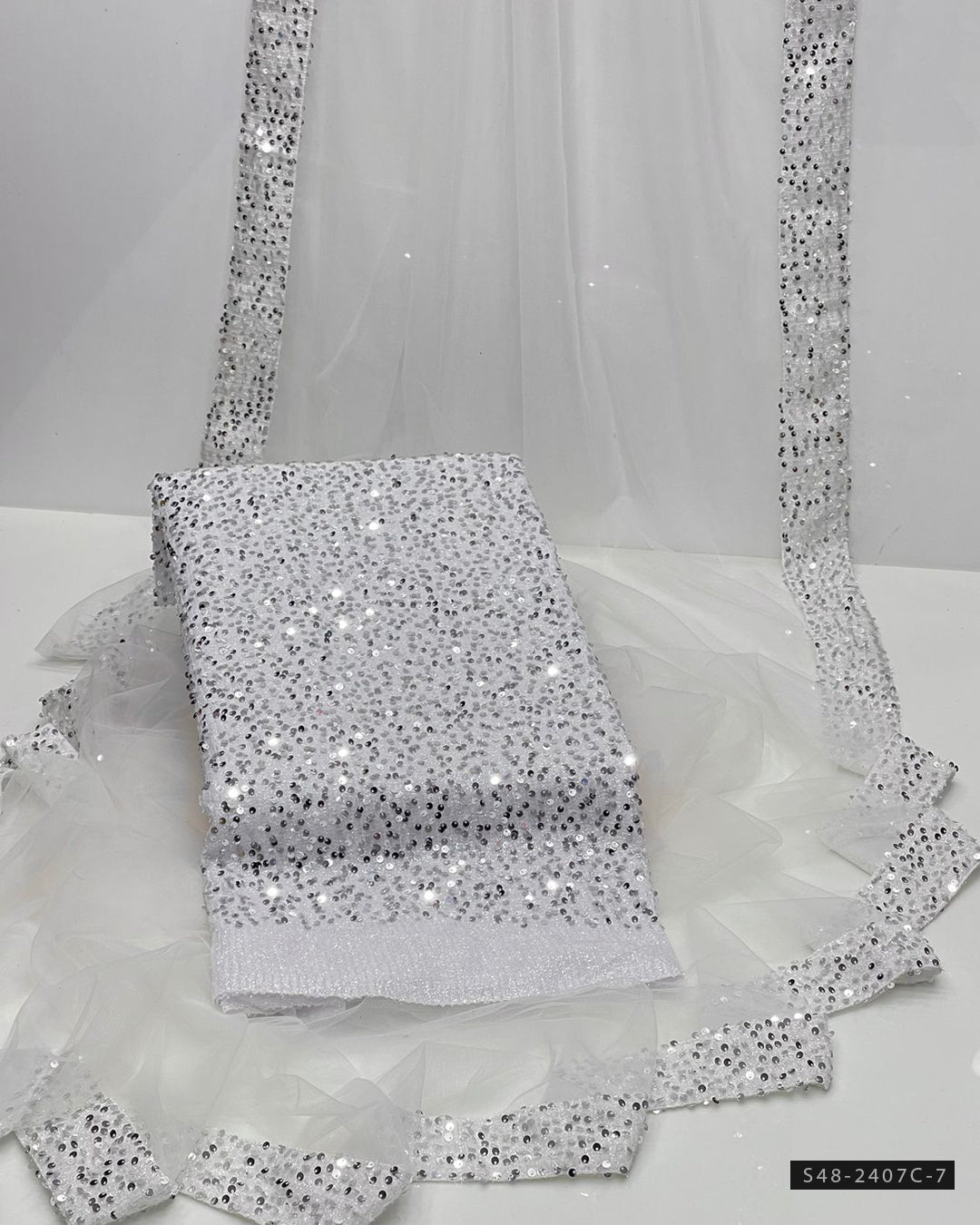 Unstitched Shimri Saree Collection – Sequin Work | 7 Meters