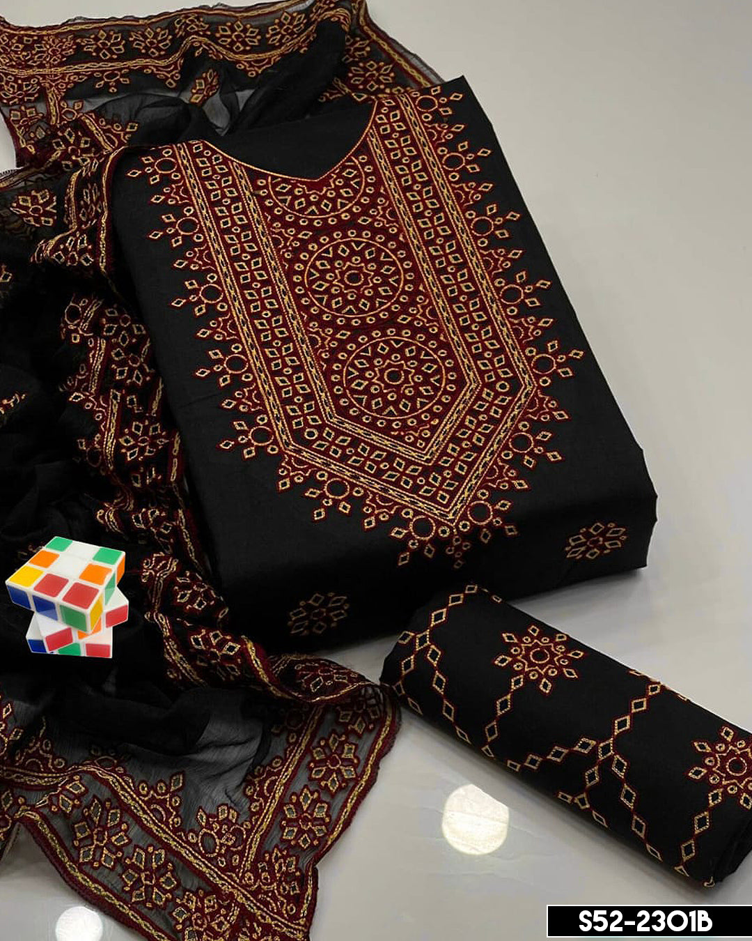 3 PC Unstictched Cotton Lawn Embroidered Collection