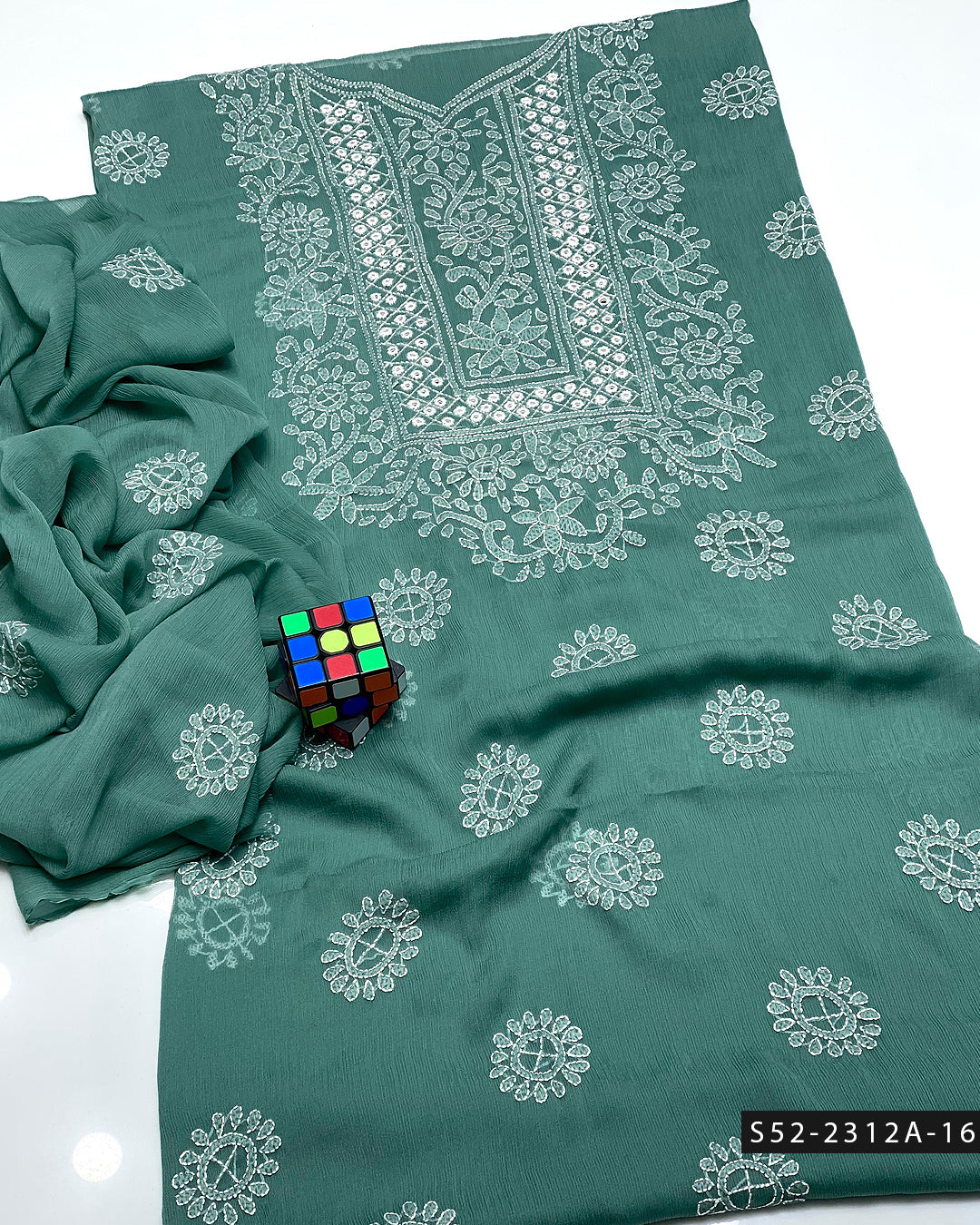 Handmade 2 PC Unstitched Bamber Chiffon Dress Collection