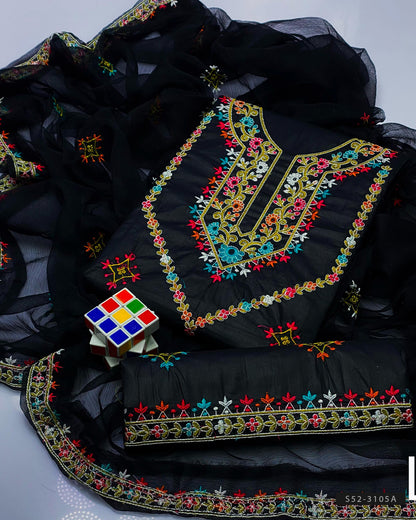 3 PC Unstitched Cotton Lawn Dres