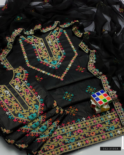 3 PC Unstitched Cotton Lawn Dres