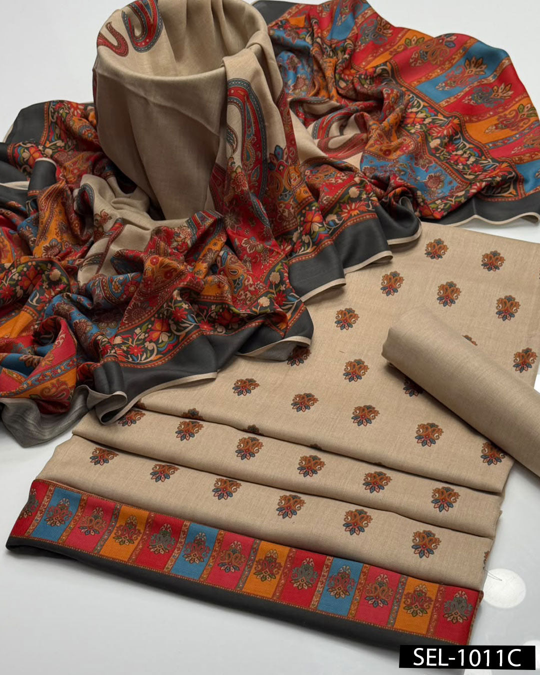 Kalamkaari Print Pure Pashmina Wool 3 PC