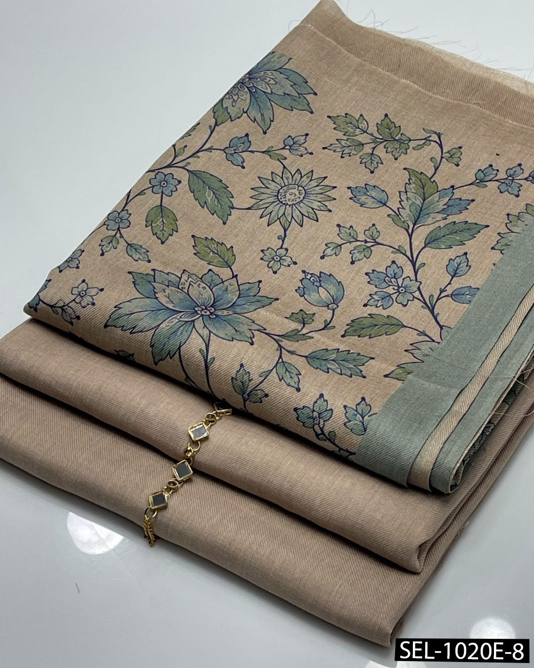 Pure Pashmina Kalamkari Printed 3-Piece Winter Suit