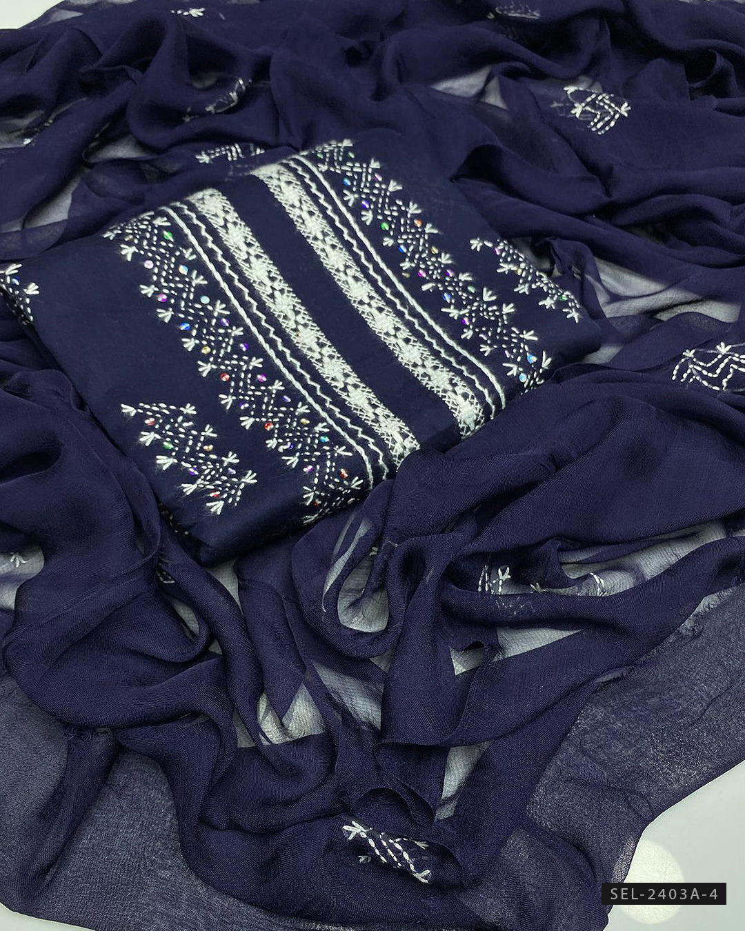 3 PC Unstitched Hand Embroidered Lawn Dress Collection
