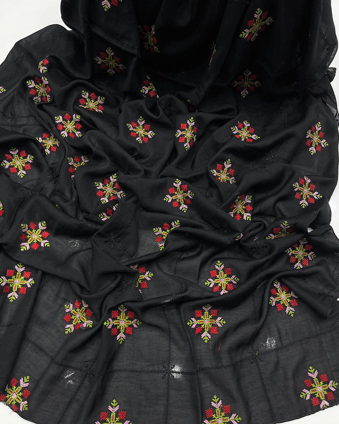 Machine Embroidered Swiss Lawn Black Chaddar Collection