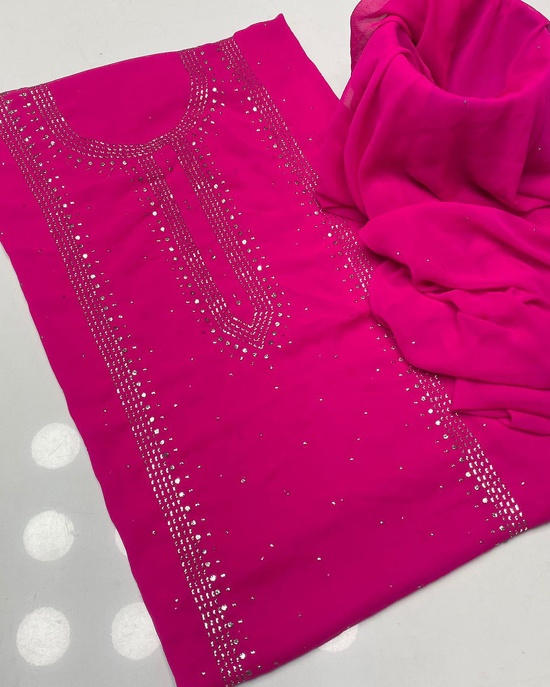 2 PC Chiffon Mukesh Work Shirt & Dupatta - S54