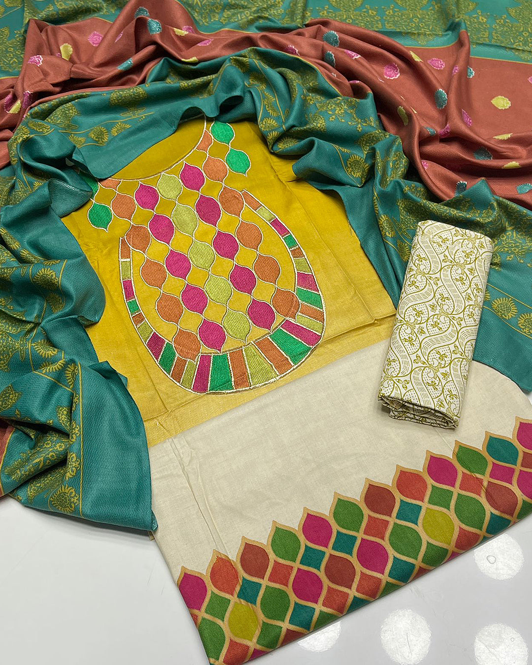 3 PC Unstitched Staple Linen Dress