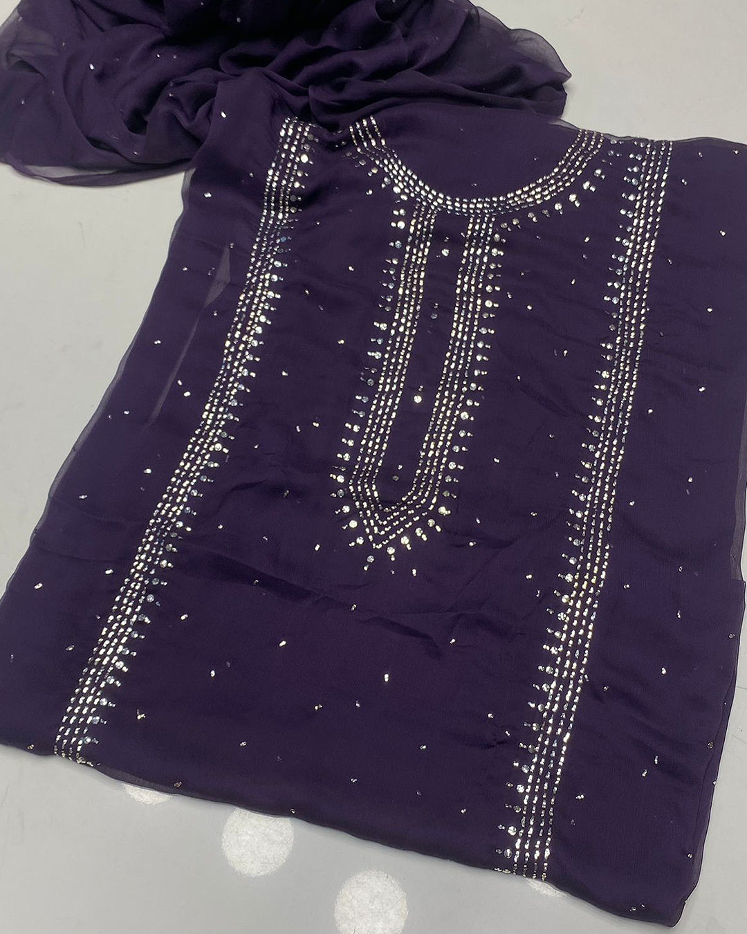 2 PC Chiffon Mukesh Work Shirt & Dupatta - S54