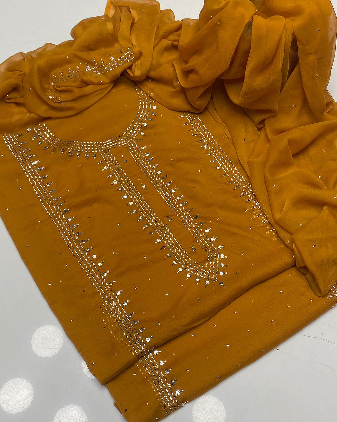 2 PC Chiffon Mukesh Work Shirt & Dupatta - S54