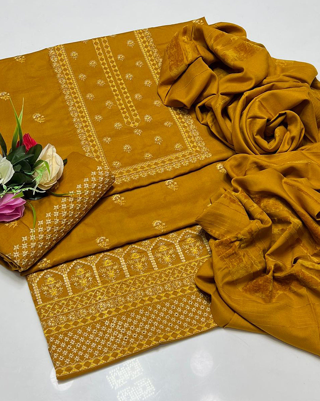 3 PC Unstitched Dhanak Dress