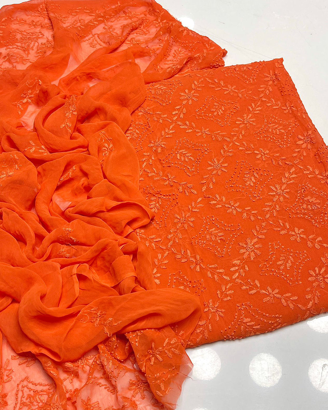 2 PC Handmade Chiffon Pakka Burr Work Dresses