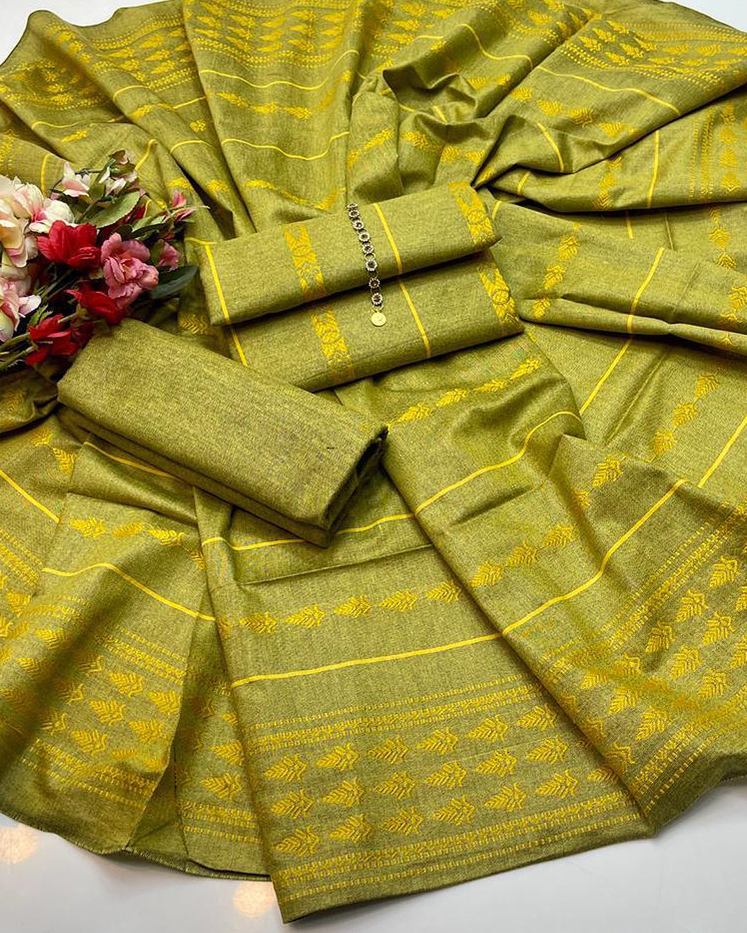 3 PC Unstitched Khadi Jacquard Dresses