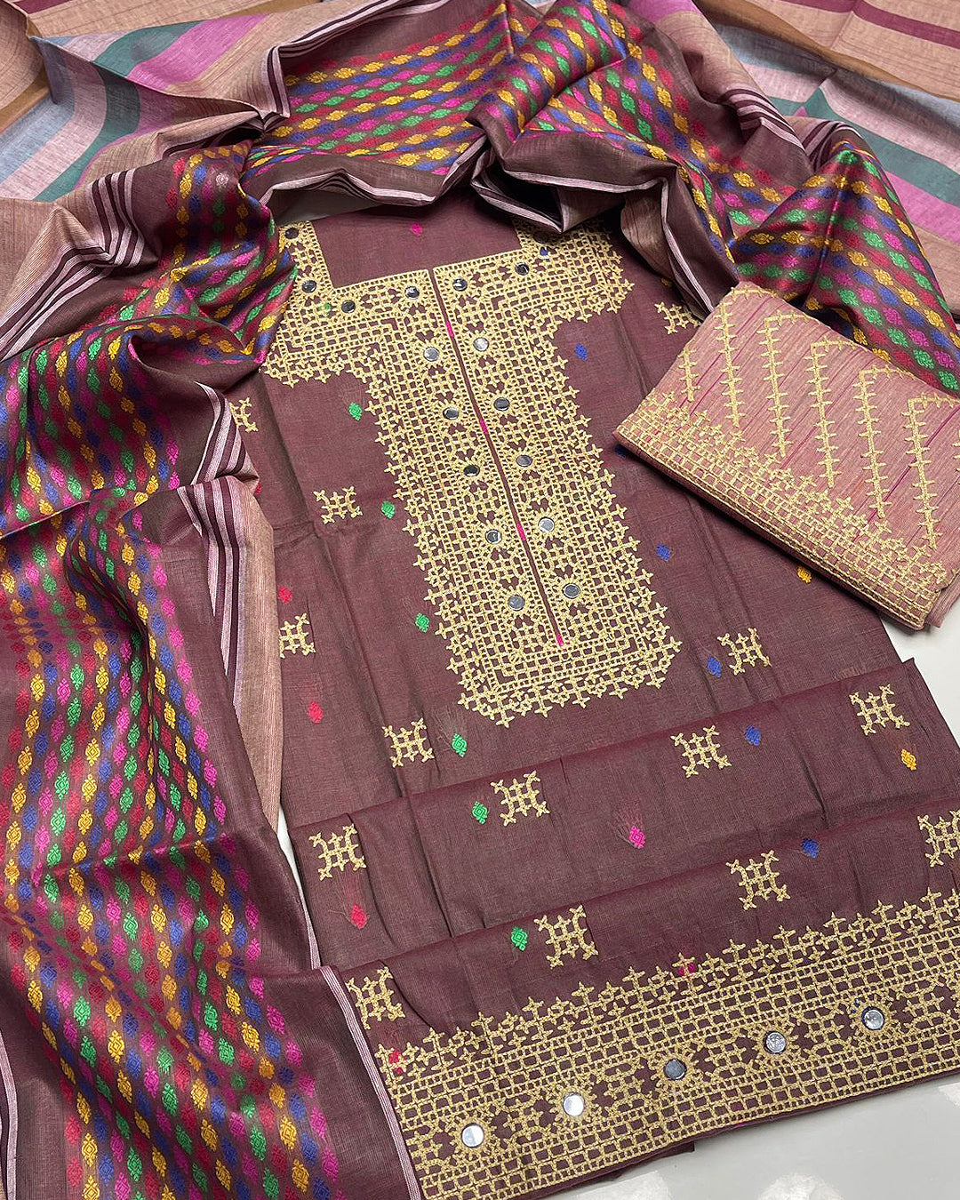 3 PC Unstitched Khadi Dresses