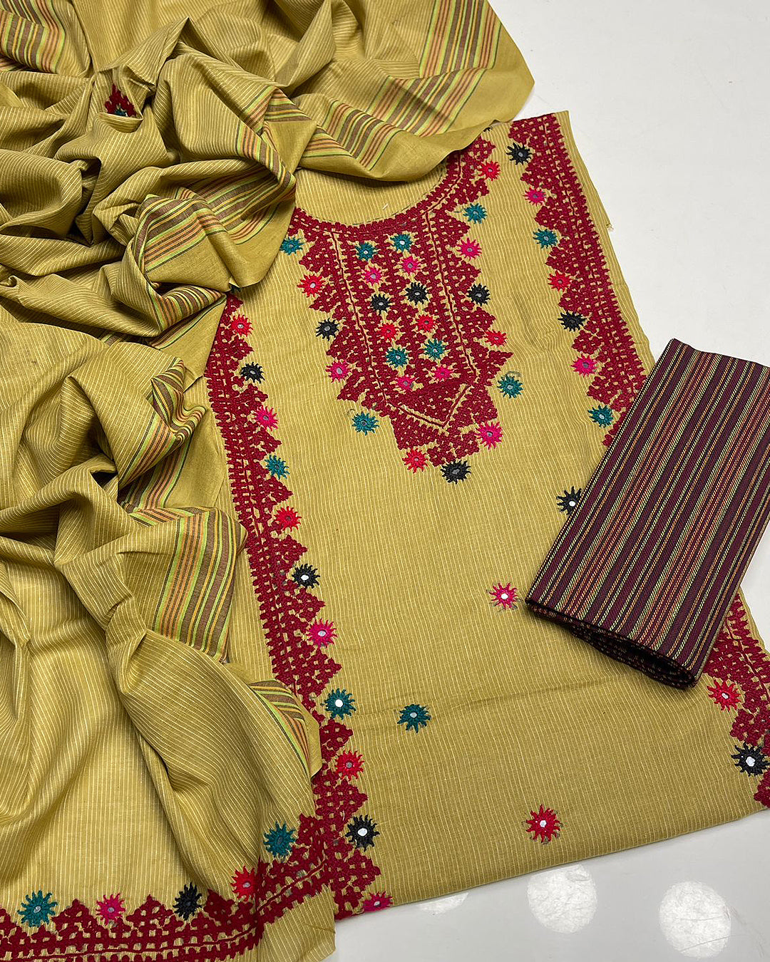 3 PC Unstitched Khadi Cotton Dresses