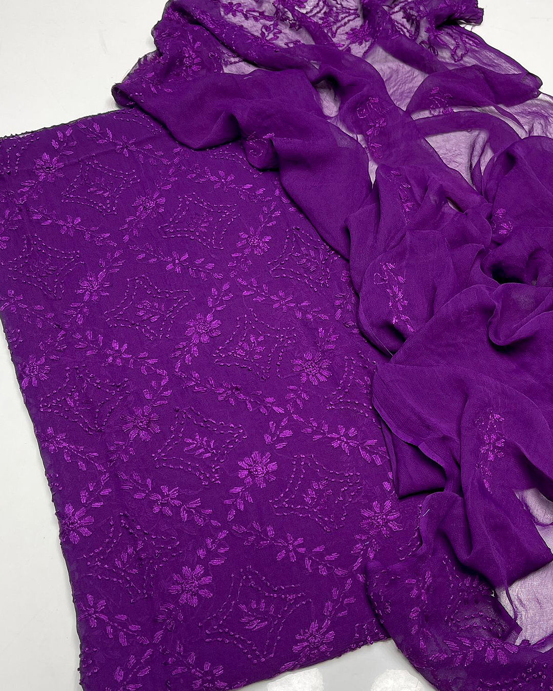 2 PC Handmade Chiffon Pakka Burr Work Dresses