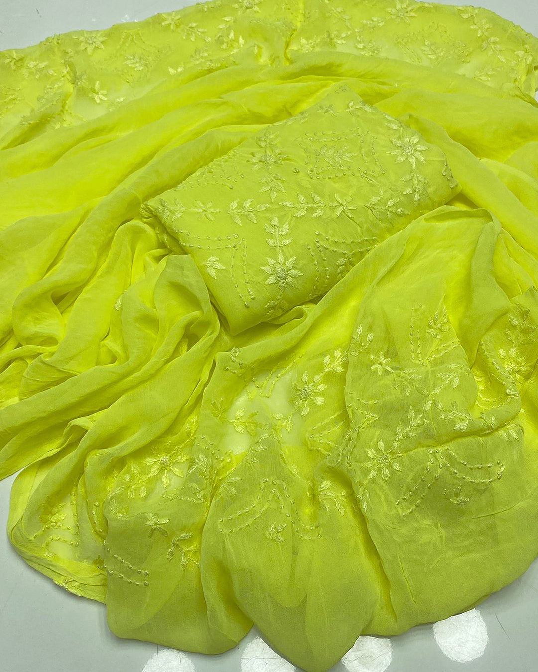 2 PC Handmade Chiffon Pakka Burr Work Dresses