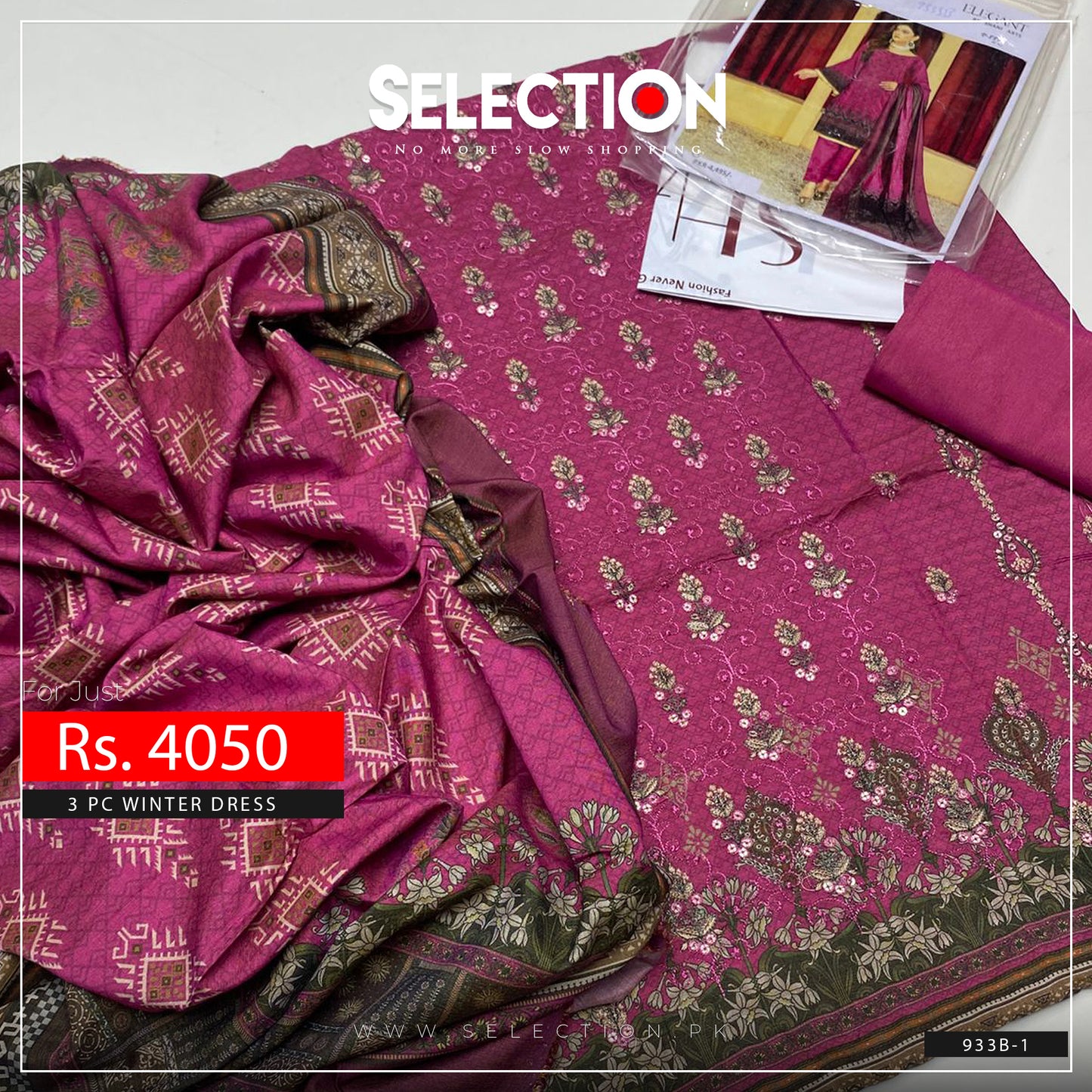 3 PC Unstitched Embroidered Shamry Collection