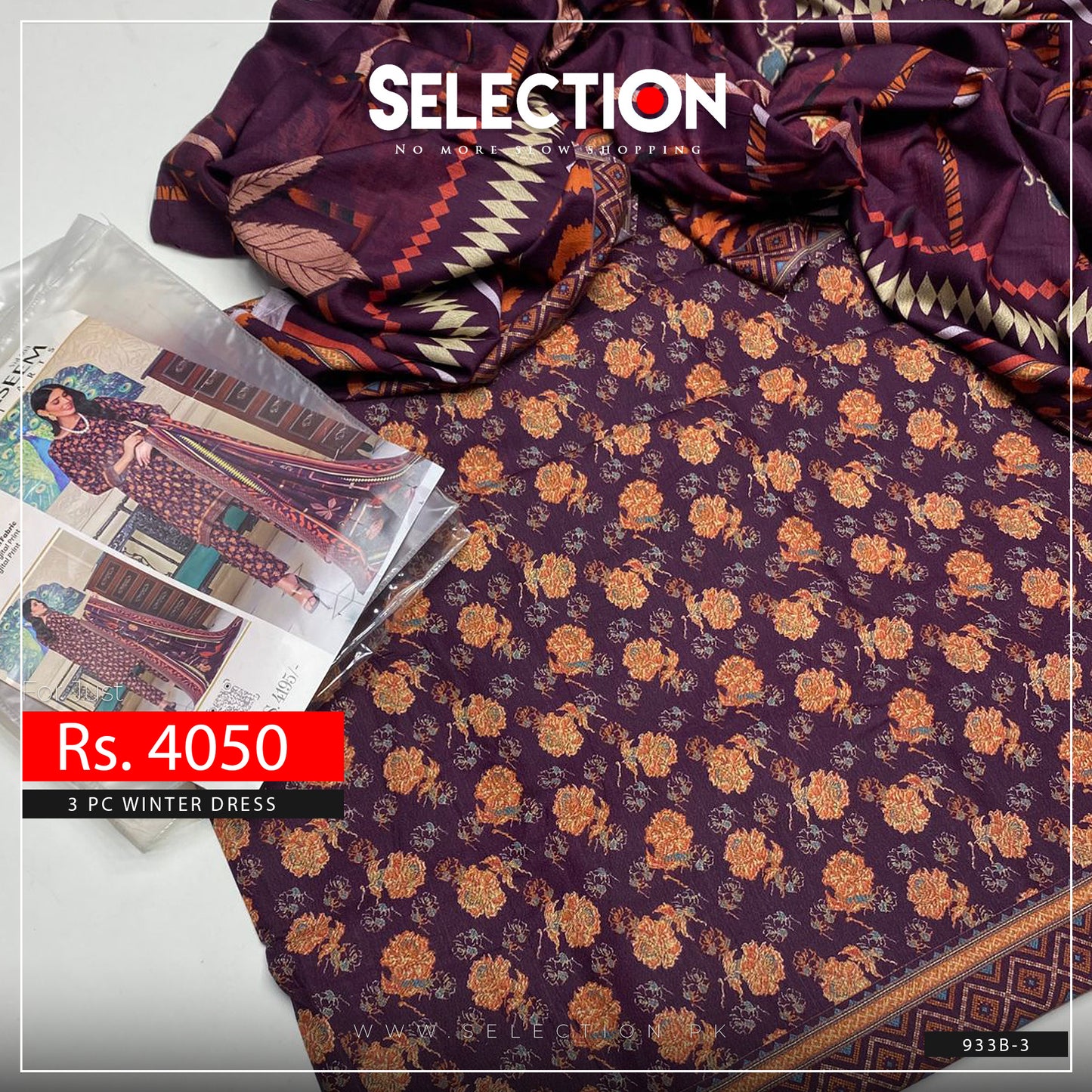 3 PC Unstitched Embroidered Shamry Collection