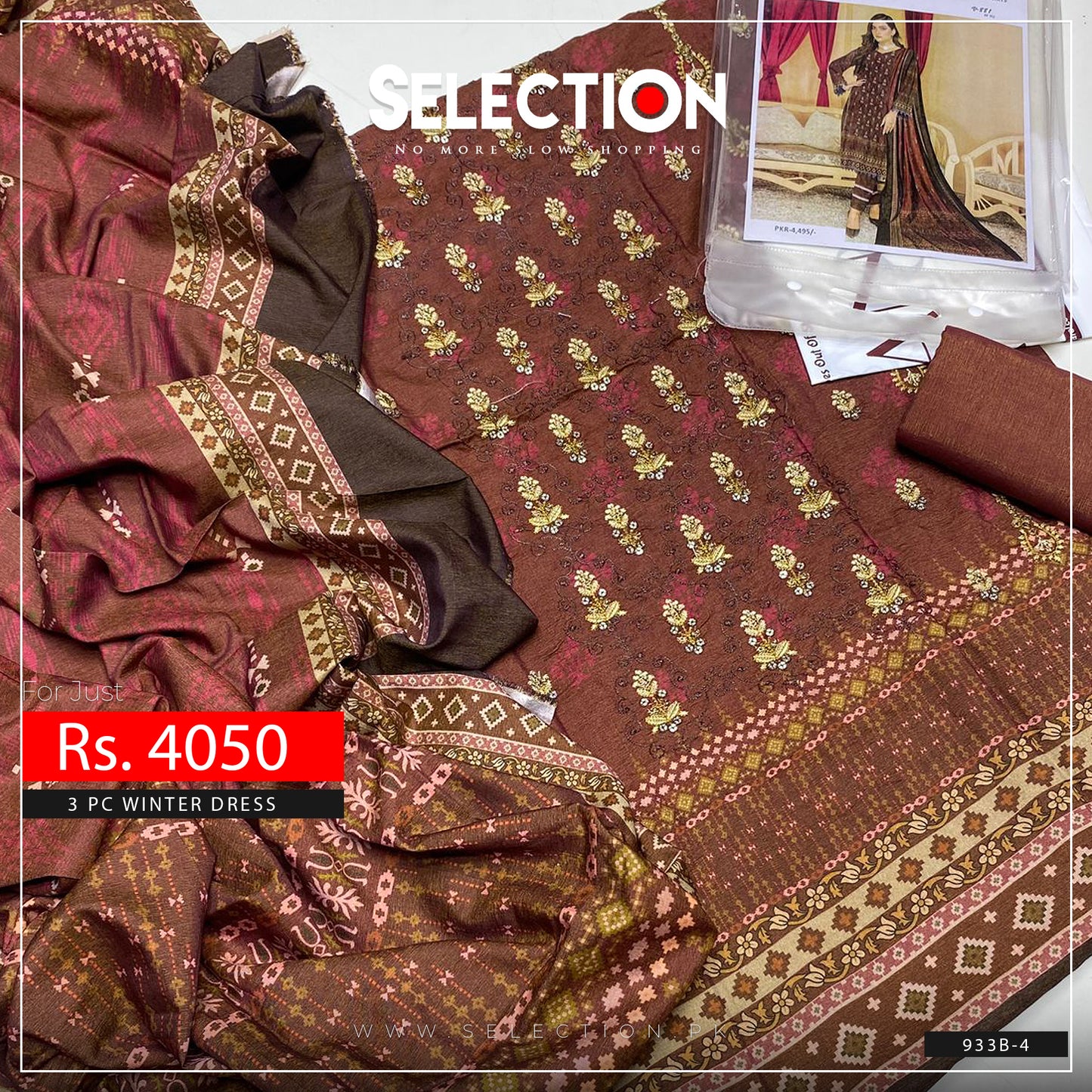3 PC Unstitched Embroidered Shamry Collection