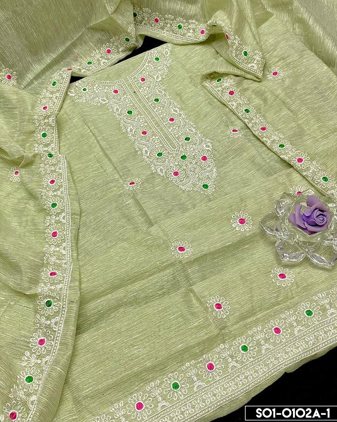 2 PC Slub Khadi Net Shirt and Dupatta