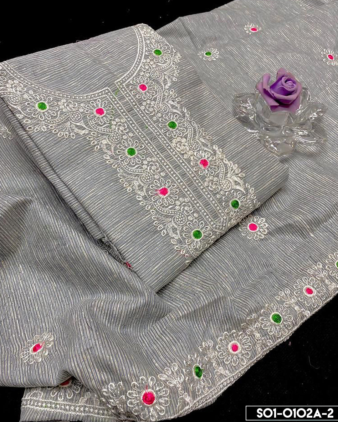 2 PC Slub Khadi Net Shirt and Dupatta