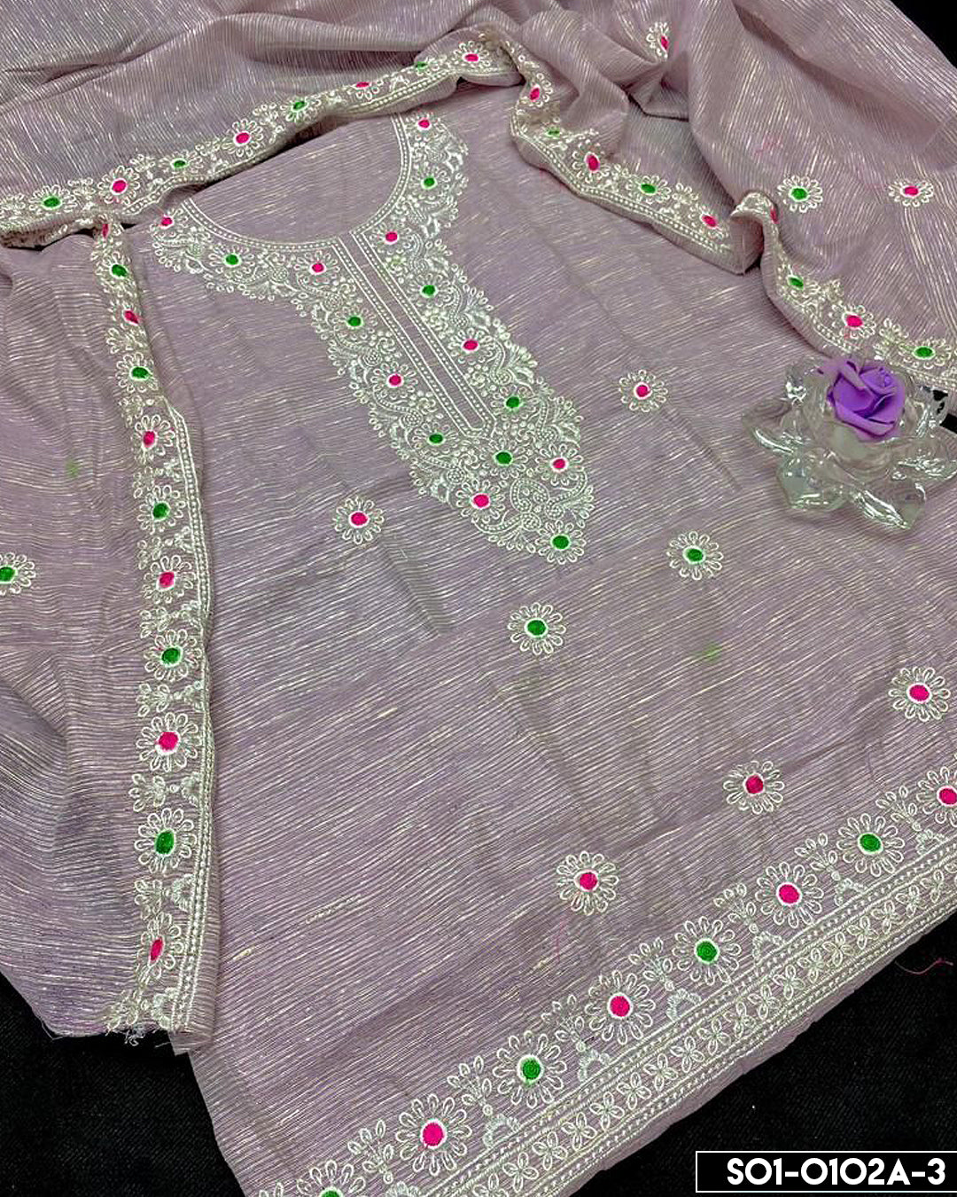 2 PC Slub Khadi Net Shirt and Dupatta