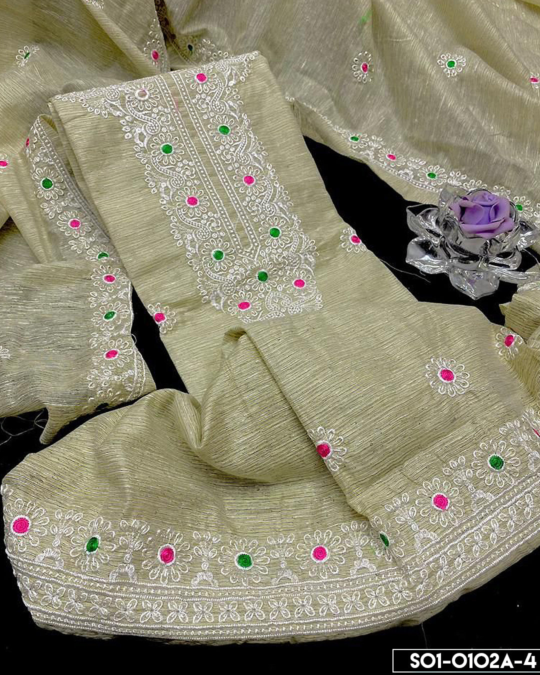 2 PC Slub Khadi Net Shirt and Dupatta