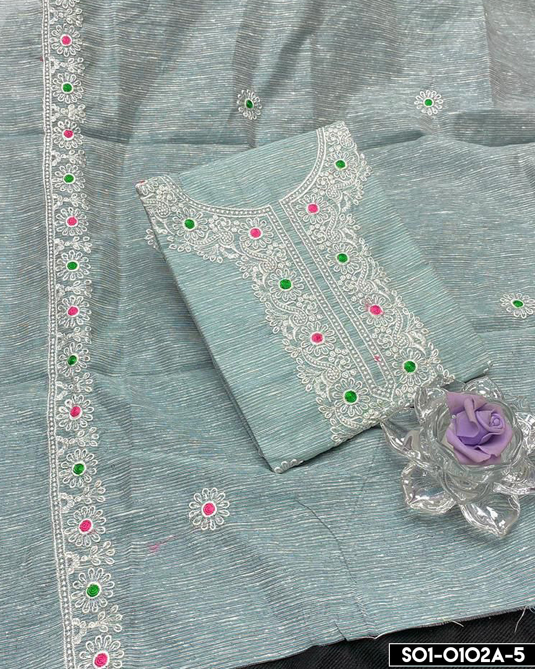 2 PC Slub Khadi Net Shirt and Dupatta