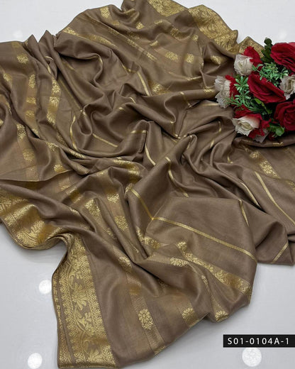 Premium Jacquard Broshia Lawn Shawl – Gold Pattern