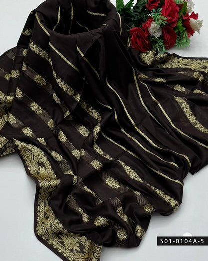 Premium Jacquard Broshia Lawn Shawl – Gold Pattern
