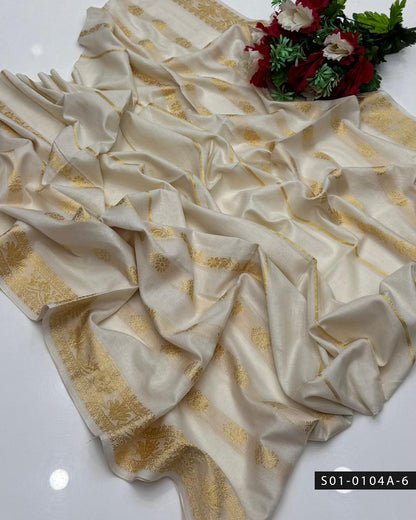 Premium Jacquard Broshia Lawn Shawl – Gold Pattern
