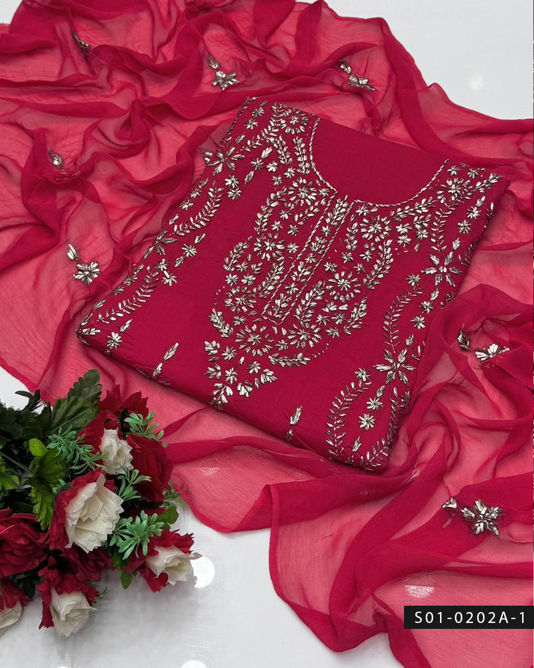 3PC Gotta Work Lawn Suit with Chiffon Dupatta