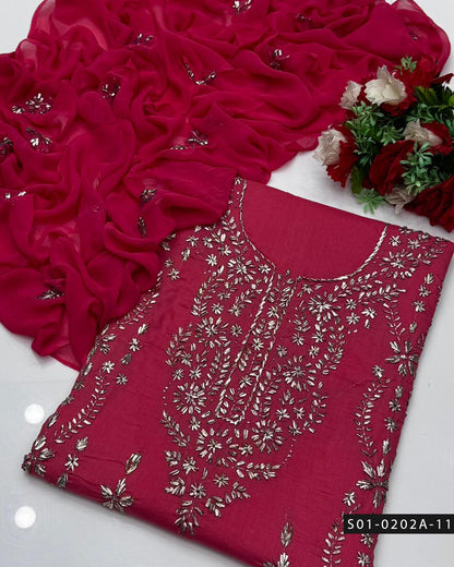 3PC Gotta Work Lawn Suit with Chiffon Dupatta