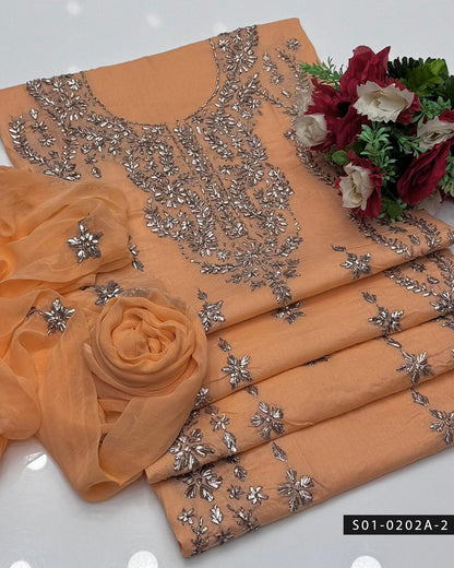 3PC Gotta Work Lawn Suit with Chiffon Dupatta