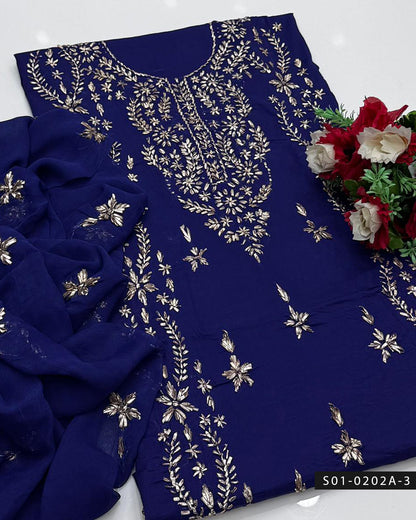 3PC Gotta Work Lawn Suit with Chiffon Dupatta