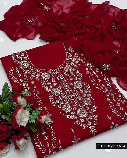 3PC Gotta Work Lawn Suit with Chiffon Dupatta