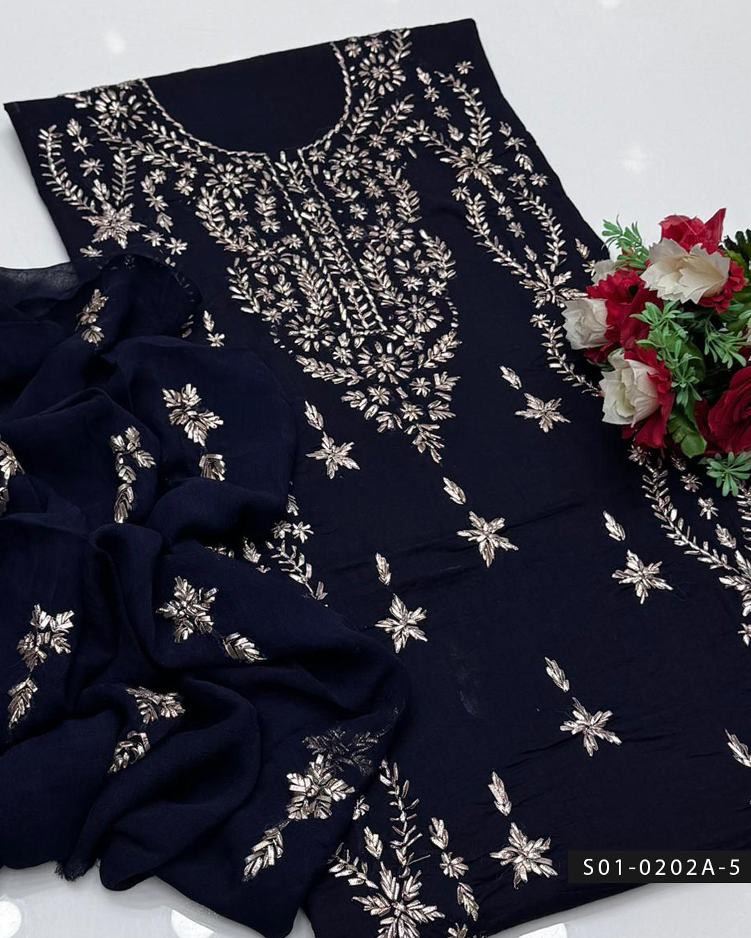 3PC Gotta Work Lawn Suit with Chiffon Dupatta