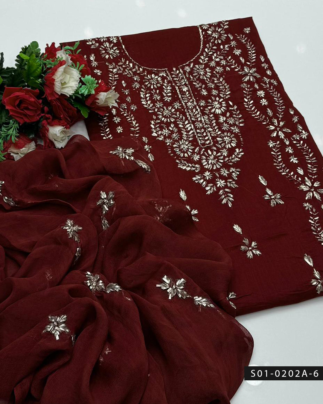 3PC Gotta Work Lawn Suit with Chiffon Dupatta