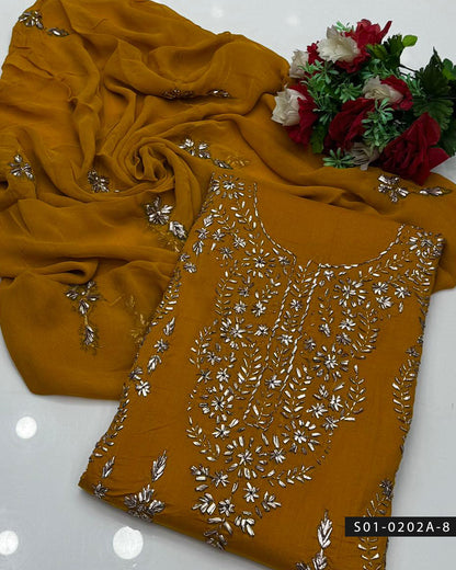 3PC Gotta Work Lawn Suit with Chiffon Dupatta