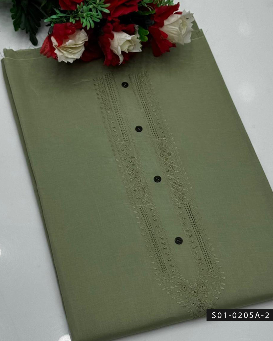 Men’s Handmade Pakka Tarkashi Embroidered Cotton Shalwar Qameez