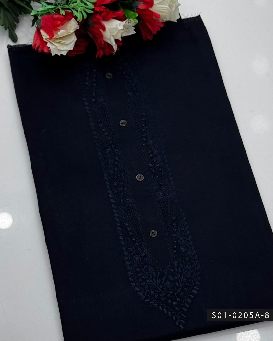 Men’s Handmade Pakka Tarkashi Embroidered Cotton Shalwar Qameez