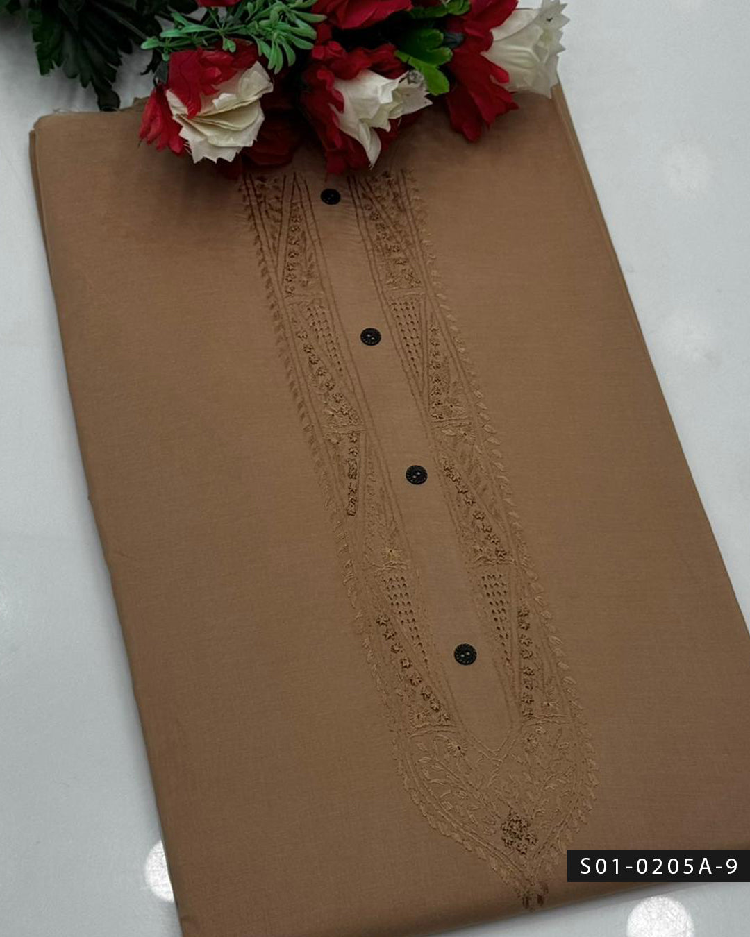 Men’s Handmade Pakka Tarkashi Embroidered Cotton Shalwar Qameez