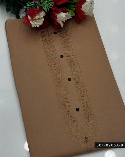 Men’s Handmade Pakka Tarkashi Embroidered Cotton Shalwar Qameez