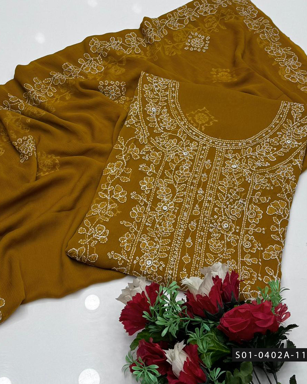 Handmade 2 PC Unstitched Chiffon Dress Collection